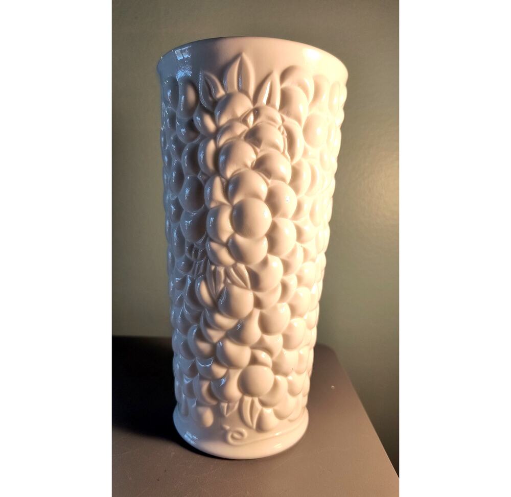 853. Vintage Milk Glass Floral Vase